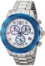 New Mens Invicta 11449 Pro Diver Quartz Chronograph Silver Textured Dial Watch