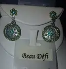 BEAU DEFI blue zircon peridot Swarovski Crystal Drop Earrings lot3a49