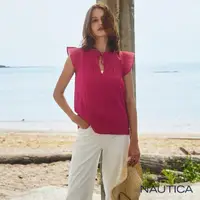 在飛比找momo購物網優惠-【NAUTICA】女裝 甜美荷葉小半袖上衣(粉)