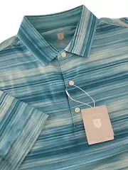 NWT Hickey Freeman Performance Fabric Aqua Polo Golf Shirt Men’s Medium $94