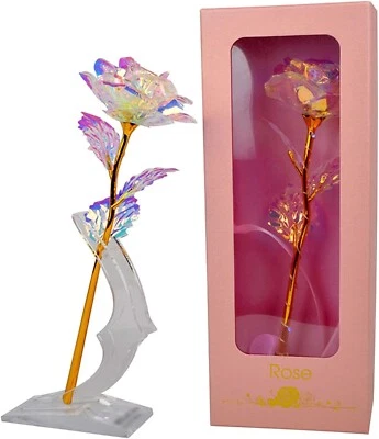 24K Gold Plated Galaxy Rose Flower with LED Light Valentine's Birthday Day Gifts
