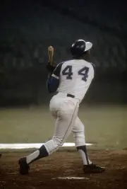 Outfielder Hank Aaron Atlanta Braves swings and watches the fligh- 1974 Photo 6