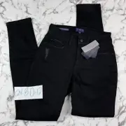 •NYDJ ami skinny jeans black distressed stretch Bloomsbury size 0 | 26 x 31