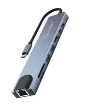 Oxhorn SuperSpeed 8-in-1 USB C to HDTV Adapter Hub 1xHDMI 4K 1xEtherne LAN 2 xUSB 3.0 Type C Type C (PD) Card Reader(TF/SD) Alum