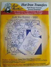 Aunt Martha's 3980 Jack the Rabbit Embroidery Transfer Pattern Daily Chores