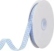 Checkered Ribbon Blue and White Gingham Ribbon Picnic Craft Light Blue Ribbon for Hair Accessory Craft Wedding Home Decoration Valentine's Day Gift Wrapping Floral Decoration Bouquet 3/8 Inch x 50 Yd