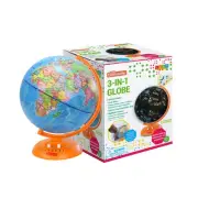 3-in-1 Light Up Globe for Kids - 8” Illuminated Star Map World Globes With Bu...