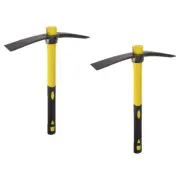 2pcs Pick Mattock Hoe 15" Steel Weeding Pick Axe with Yellow Fiberglass Handle