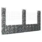 vidaXL U-shape Gabion Basket with 3 Posts Iron 260x20x150 cm BMG