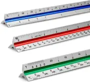 12" Architectural Scale Ruler Aluminum Architect Scale Triangular Scale Ruler