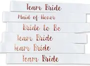 6 PACK Bachelorette Sashes for Bride and Bridesmaid, White Maid of Honor Team Bride Sashes for Bridal Shower or Bachelor Party Decorations