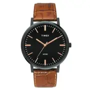 TIMEX Leather Analog Black Dial Men Watch-Tw0Tg8004, Bandcolor-Brown