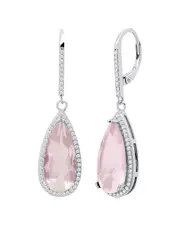 MaxColor Silver 7.00 ct. tw. Rose Quartz Earrings