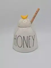 Rae Dunn LL Honeypot with Wooden Honey Dipper-HTF