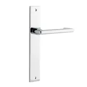 Iver Baltimore Return Door Lever Handle on Rectangular Backplate Polished Chrome