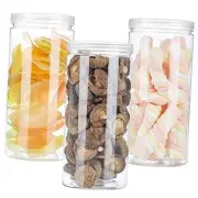3 PCS 46OZ/1360ml Clear Plastic Round Storage Jars,Empty Plastic Jars with