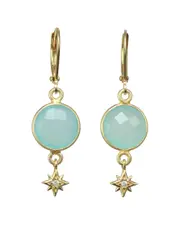 Rachel Reinhardt 14K Over Silver Chalcedony & CZ Earrings