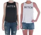 NEW WILDFOX COUTURE BITCH CASSIDY BOHO CROPPED TANK TOP SHIRT TEE BLACK WHITE