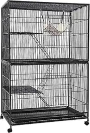 i.Pet Rabbit Hutch Bird Cage Ferret Guinea Pig Rat Bunny Cages Pet Enclosure House Carrier Habitat, Ourdoor Indoor for Small Animals, 142cm Tall 4 Levels with 3 Ladders and Double Doors