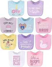 The Peanutshell Baby Girl Terry Bib Set of 10-100% Cotton, Soft, Absorbent Baby Bibs for Girls, Toddler Set, Newborn & Infant - Pastel Girl