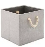 EZOWare™ ~ 12" ~ Foldable ~ Storage Cube/Bin ~ Rope Handles ~ GRAY Herringbone