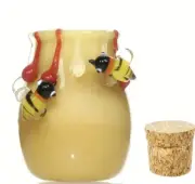 Handblown Glass Stash Jar, Spice Jar, Desktop Storage, Collectible Jars Cork Top