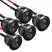 5 Pack Mini Round Rocker Switch ON/OFF Latching Toggle Switch SPST 2Pin