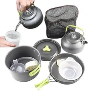 Camp Cookware - Stackable Camping Cooking Set | Heat-Resistant Aluminum Outdoor Utensils for Overland RV Backpacking