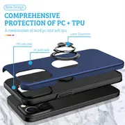 iPhone 13 Pro Max Compatible Case Cover With Shockproof Magnetic Ring Holder - Red