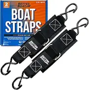Boat Tie Down Straps, 2 Inch x 48 Inch, Heavy Duty Manual Buckle Clasp, Short Transit Tiedown for Trailer, Boat, Jet Ski, and Boating Accessories, 4 Ft with Clip Without Ratchet