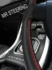FOR FIAT PANDA MK1 1980-2002 TRUE LEATHER STEERING WHEEL COVER RED DOUBLE STITCH