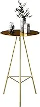 Metal Iron Round Bar Table with 23.6" Top for Pub Dining, Tall Cocktail Bistro Table, Small Coffee Table Side End Table Modern Accent Nightstand, Gold