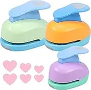 3Pcs Paper Shape Puncher 6mm 25mm 38mm Heart Pattern Craft Shaper for Scrapbook Paper Cutting - Easy to Use Heart Hole Punch for DIY Crafts, Scrapbooking, Card Making