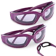 2 Pack Onion Goggles Tear Free Kitchen Eye Glasses Onion Cutting Goggles with Inside Sponge (Purple)