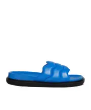 Blue wavy leather slide sandal 40 blue
