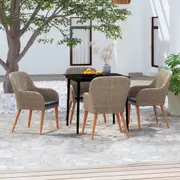 5 Piece Garden Dining Set with Cushions BrownvidaXL