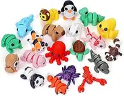 Gencokok 20PCS Mini Animals Set, 3D Printed Little Animals Articulated Flexible Fidget Toy, Mini Animal Figurines Toy, 3D Printed Cute Animal Toys Home, Office, Executive Desk for Christmas Decoration