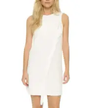 Rebecca Taylor Mini Shift Dress 2 Ivory Sleeveless Short Fringed Crepe Short