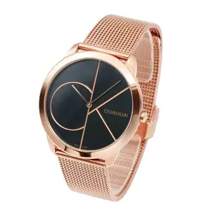 CK手錶 minimal系列 灰面大LOGO - 玫瑰金K3M21621