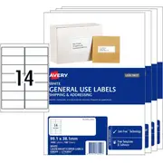Avery 938209 L7163 General Use Laser Inkjet Address Labels 14/Page White 100 Sheets Pack 4