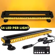 54 LED 27'' Strobe Light Bar Amber Rooftop Double Side Flash Emergency Warning