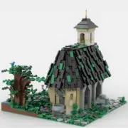 MOC-152991 Small Chapel Model with Interior, Stream, Tree and Plants 2066 Pieces