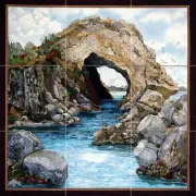 Contemporary Art Landscape Grot Sea Mural Ceramic Backsplash Bath Tile #2415