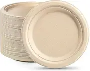 8.8 inch Paper Plates, 50 Pieces Yellow Paper Plates, Microwave Plate, Small Paper Plates | Super Rigid Extra Strength Bagasse Sugarcane Disposable Plates | Biodegradable Plates, Party Plates