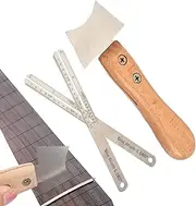 Fret Saw, Stainless Steel Guitar Tools, Measuring Leveling Tool, Portable Slot Scraper With Wooden Handle Accessories for Electric Acoustic, Bass