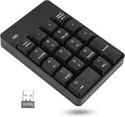 Wireless Number Pad, 2.4GHz Numeric Keypad, Portable Mini USB Keypads, Financial Accounting Number Keyboard, Extensions 18 Key for Laptop, PC, Desktop (Black)