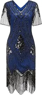 [Gionforsy] Women's 1920s Dress with Sequins, Short Sleeves, 20s Flapper Costume Dress for Great Gatsby Theme Party, Halloween, Carnival, Fancy Dress