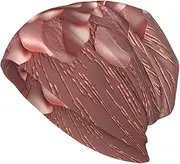 [QMNKLET] Beanie Hats for Men Women Soft Knit Cuffed Beanie Rose Gold Pink Skull Cap Headwear Ski Hat, Black, One Size