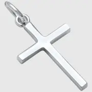Small Plain Cross 925 Sterling Silver Pendant Mens Minimalist Religious Necklace 1 inch