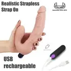 Realistic Strapless Strap On Vibrating Dildo USB Rechargeable BY LOVE TOY